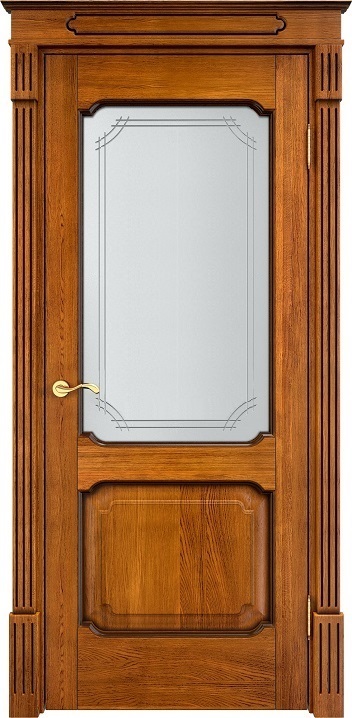 Двери в интерьере - Дверь Итальянская Легенда массив дуба Д7 медовый с патиной орех, стекло 7-3