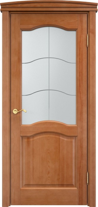 Двери в интерьере - Дверь Итальянская Легенда массив сосны 7ш орех 10%, стекло матовое С7-1