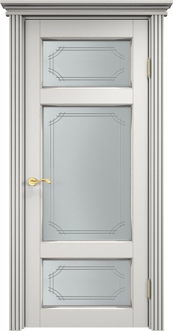 Дверь Итальянская Легенда массив ольхи ОЛ55 белый грунт с патиной серебро, стекло 55-1
