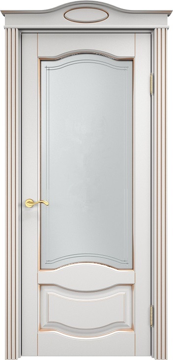 Дверь Итальянская Легенда массив ольхи ОЛ33 белый грунт с патиной золото, стекло 33-2