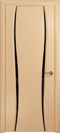 Дверь Арт Деко Лиана-2 беленый дуб, черный триплекс