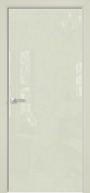 Двери в интерьере - Дверь Оникс Арт, лакобель слоновая кость RAL 1013, пескоструй №7