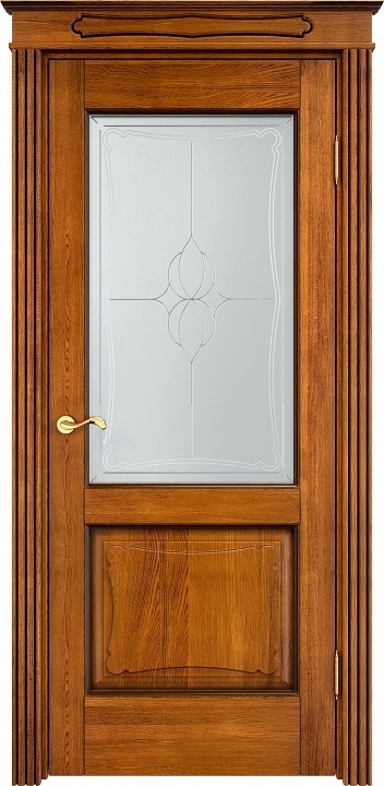 Дверь ПМЦ массив дуба Д6 медовый с патиной орех, стекло 6-5