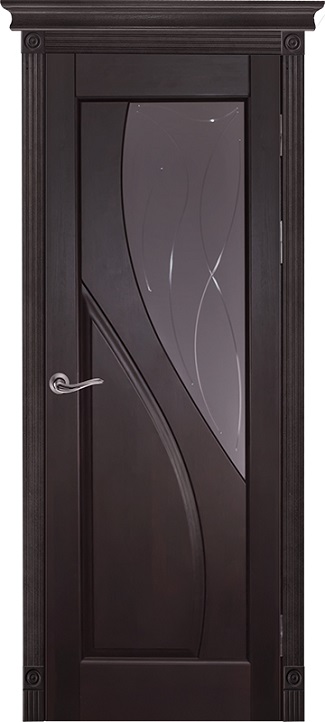Дверь ОКА массив ольхи Даяна венге, стекло графит с фрезеровкой