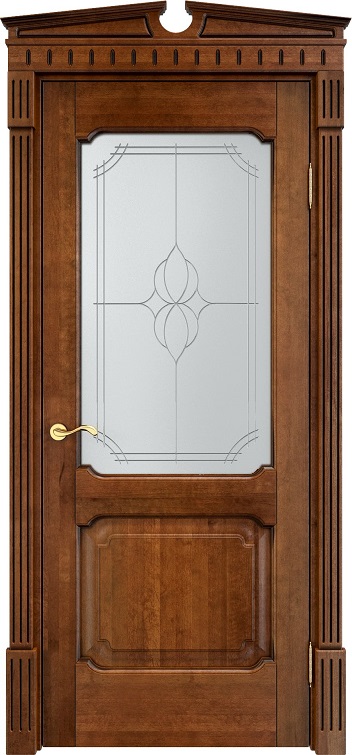 Двери в интерьере - Дверь Итальянская Легенда массив ольхи ОЛ7.2 коньяк с патиной, стекло 7-1