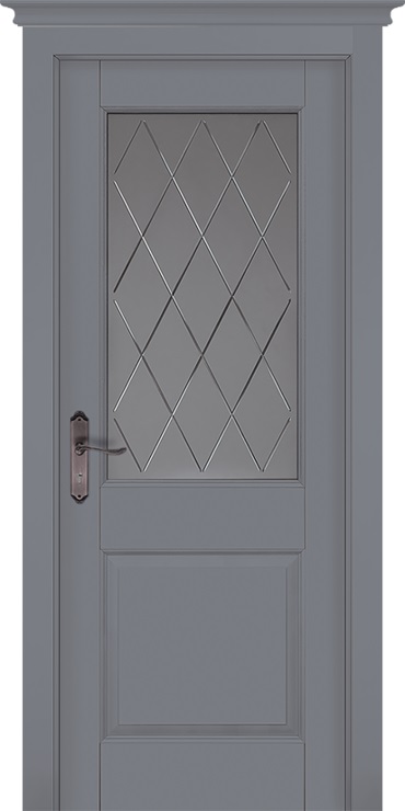 Двери в интерьере - Дверь ОКА массив ольхи Элегия эмаль грей, стекло Графит с фрезеровкой