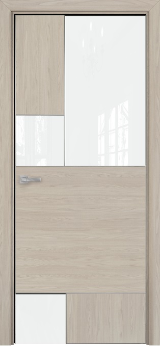 Двери в интерьере - Дверь Оникс New York CPL rubra elm, глухая с вставкой лакобель RAL 0333