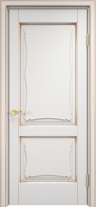 Дверь Итальянская Легенда массив ольхи ОЛ6.2 белый грунт с патиной золото, глухая