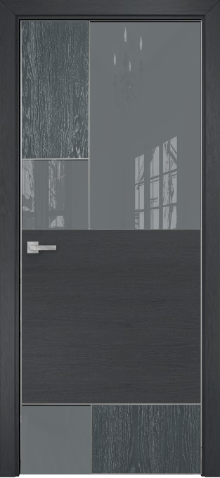 Двери в интерьере - Дверь Оникс New York дуб седой/дуб графит, глухая с вставкой лакобель RAL 7040
