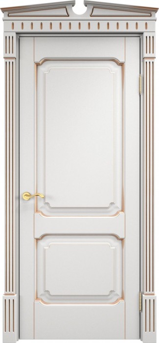 Дверь ПМЦ массив ольхи ОЛ7.2 белый грунт с патиной золото, глухая