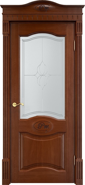 Двери в интерьере - Дверь ПМЦ массив дуба Д3 коньяк, стекло 3-3