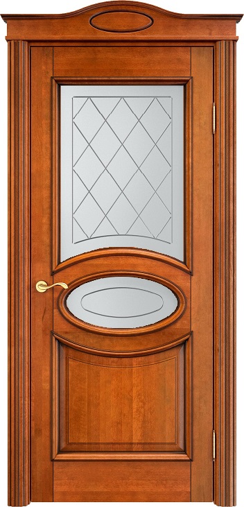 Дверь ПМЦ массив ольхи ОЛ26 медовый с патиной орех, стекло 26-2