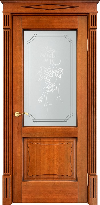 Дверь Итальянская Легенда массив ольхи ОЛ6.2 медовый с патиной орех, стекло 6-2