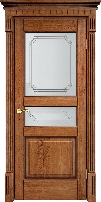 Двери в интерьере - Дверь Итальянская Легенда массив дуба Д5 орех 10% с патиной, стекло 5-1
