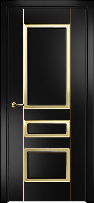 Двери в интерьере - Дверь Оникс Версаль фрезерованная №2 эмаль черная патина золото по фрезе, глухая