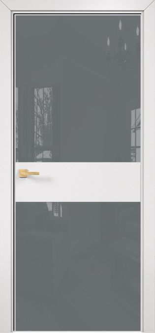 Двери в интерьере - Дверь Оникс Соло 2 эмаль белая, глухая, Lacobel RAL 7040