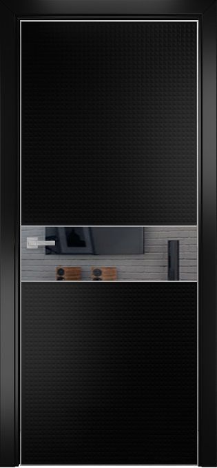 Двери в интерьере - Дверь Оникс Вирджиния эмаль черная, глухая с зеркальной вставкой