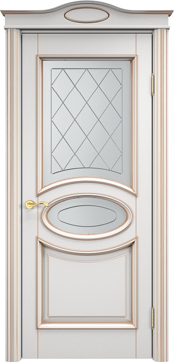 Дверь Итальянская Легенда массив ольхи ОЛ26 белый грунт с патиной золото, стекло 26-2