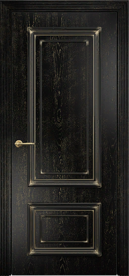 Дверь Оникс Мадрид эмаль черная патина золото, глухая