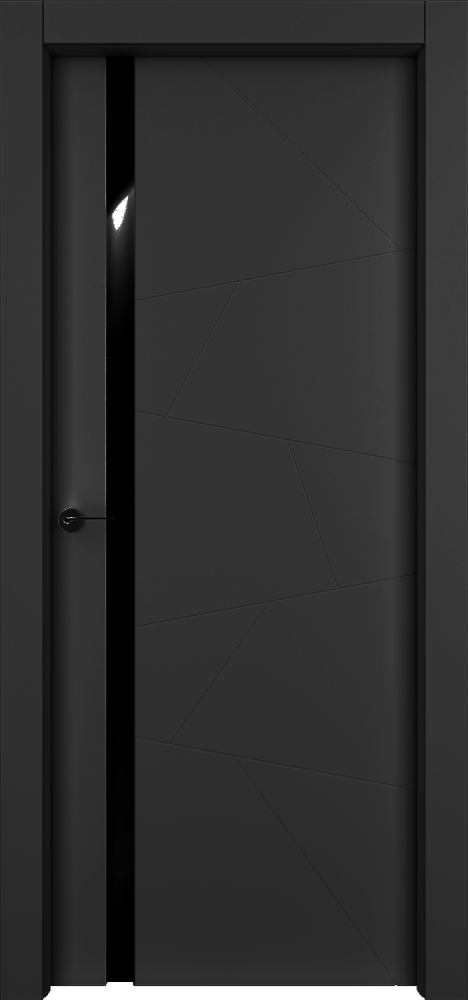 Двери в интерьере - Дверь Берген эмаль RAL 9005, триплекс черный, глухая