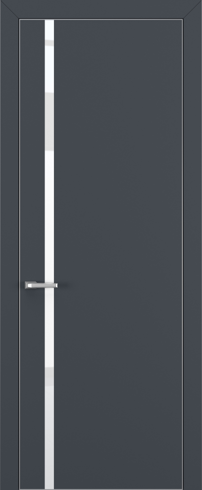 Двери в интерьере - Дверь Z K1 полипропилен  графит премьер, ALU кромка хром, лакобель white pure, глухая