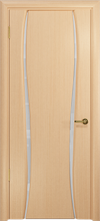 Дверь Арт Деко Лиана-2 беленый дуб, белый триплекс