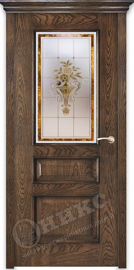 Двери в интерьере - Дверь Оникс Версаль дуб коньячный, заливной витраж