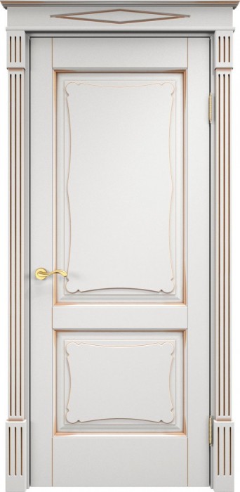 Дверь Итальянская Легенда массив ольхи ОЛ6.2 белый грунт с патиной золото, глухая. Фото №3