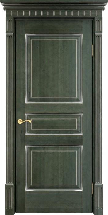 Дверь Итальянская Легенда массив ольхи ОЛ5 зеленый с патиной серебро, глухая. Фото №3