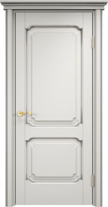 Дверь Итальянская Легенда массив ольхи ОЛ7.2 белый грунт с патиной серебро, глухая. Фото №2