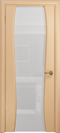 Дверь Арт Деко Лиана-3 беленый дуб, белый триплекс