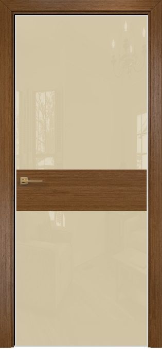Двери в интерьере - Дверь Оникс Соло 2 орех, глухая, Lacobel RAL 1015