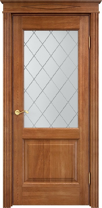 Двери в интерьере - Дверь ПМЦ массив дуба Д13 орех 10%, стекло 13-10