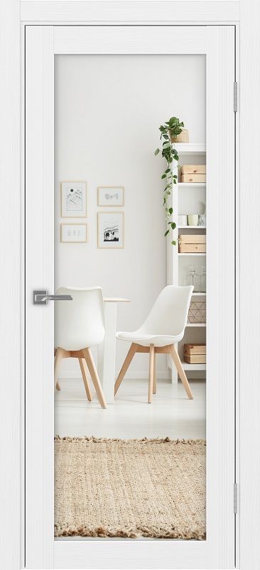 Двери в интерьере - Дверь Эко 501.2 белый лед, зеркало с 1-й стороны