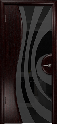 Дверь Арт Деко Ветра-1 венге, черный триплекс с рисунком