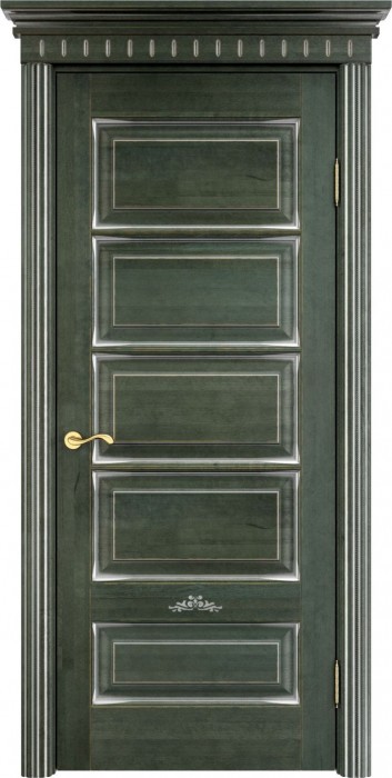 Дверь ПМЦ массив ольхи ОЛ44 зеленый с патиной серебро, глухая. Фото №2