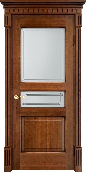 Двери в интерьере - Дверь Итальянская Легенда массив ольхи ОЛ5 коньяк с патиной, стекло 5-1