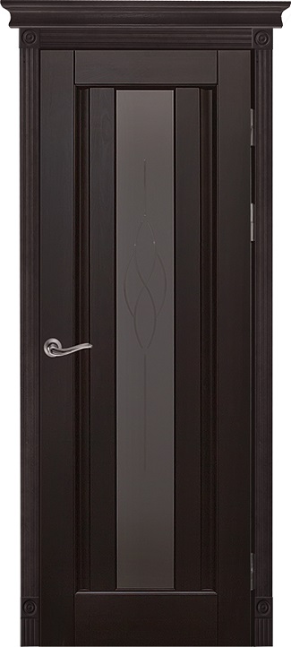 Двери в интерьере - Дверь ОКА массив ольхи Версаль венге, стекло графит с фрезеровкой