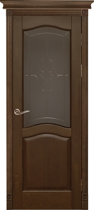 Двери в интерьере - Дверь ОКА массив ольхи Лео античный орех, стекло графит с фрезеровкой