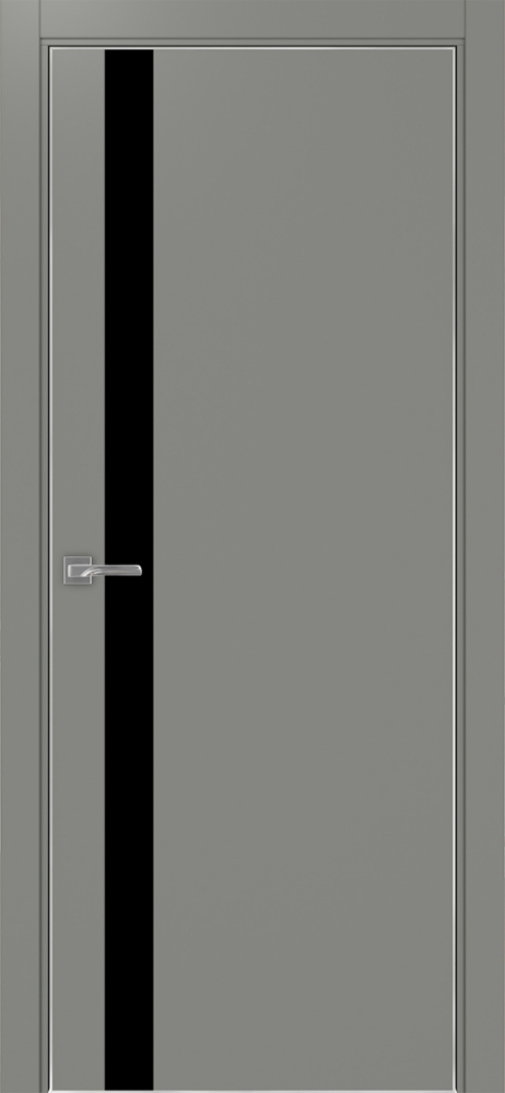 Двери в интерьере - Дверь Эко 211 серый, кромка AL хром SC с 4-х сторон, lacobel черный