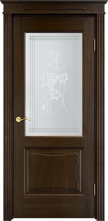 Двери в интерьере - Дверь Итальянская Легенда массив дуба Д6 мореный дуб, стекло 6-1