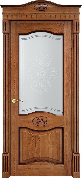 Двери в интерьере - Дверь Итальянская Легенда массив дуба Д3 орех 10% с патиной, стекло 3-1