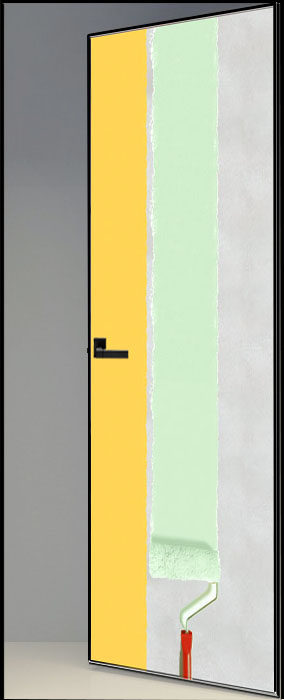 Двери в интерьере - Дверь скрытая с отделкой эмаль по RAL ИУ2, 2,5 м, кромка AL black, revers, 59 мм