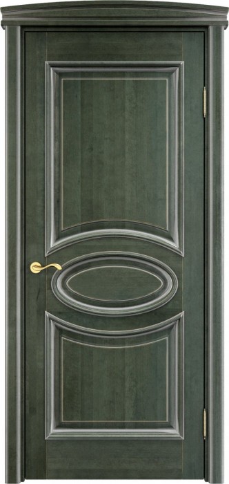 Дверь Итальянская Легенда массив ольхи ОЛ26 зеленый с патиной серебро, глухая