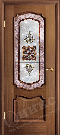 Двери в интерьере - Дверь Оникс Венеция орех, витраж сиреневый