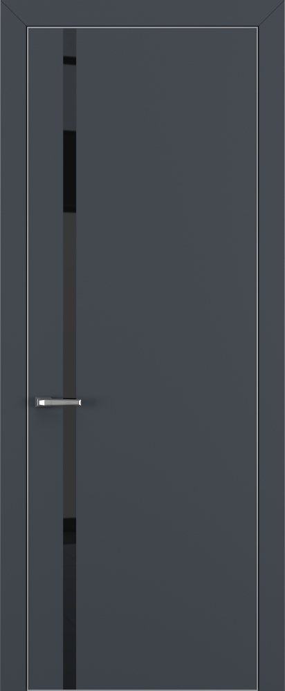 Двери в интерьере - Дверь Z K1 полипропилен  графит премьер, ALU кромка хром, лакобель black classic, глухая