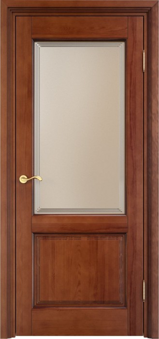 Дверь ПМЦ массив сосны 117ш коньяк с патиной, стекло бронза матовое 117-1