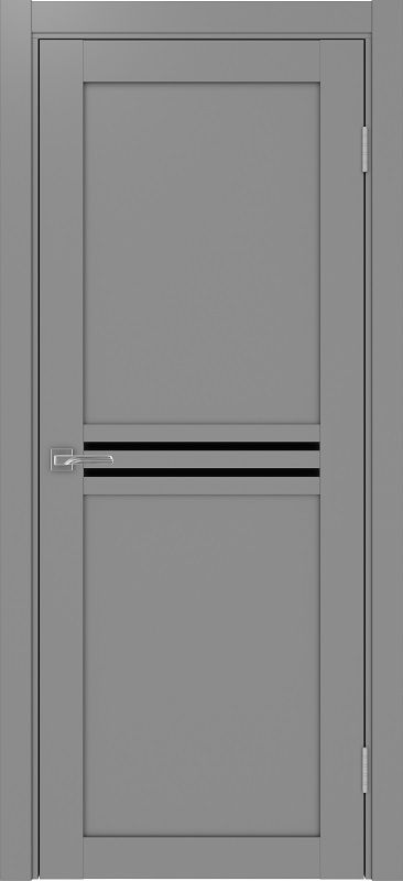 Двери в интерьере - Дверь Эко 552.12 серый, lacobel черный