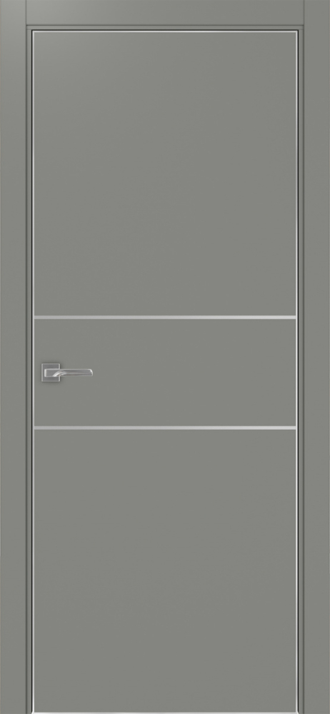 Двери в интерьере - Дверь Эко 203 серый молдинг SC, кромка AL хром SC с 4-х сторон, глухая