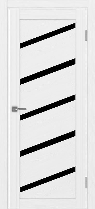 Двери в интерьере - Дверь Эко 506.112У белый лед, lacobel черный